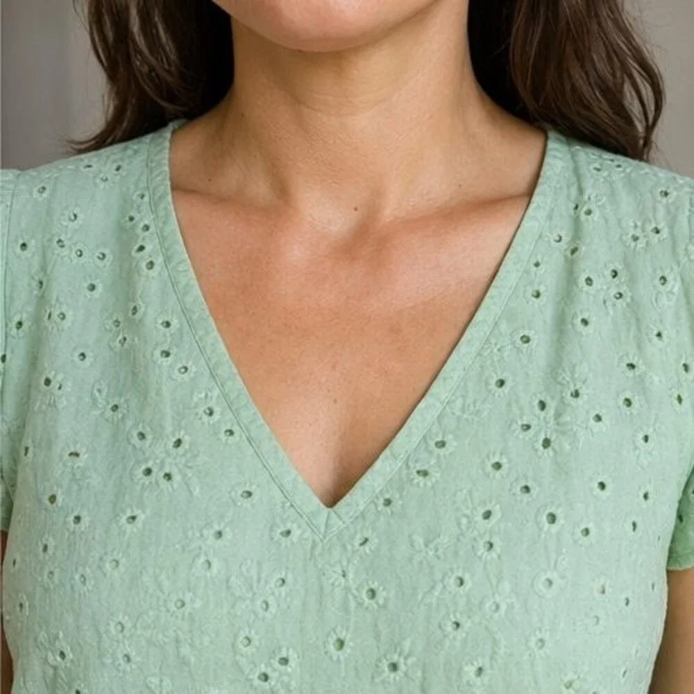 Navy Lace Trim Top